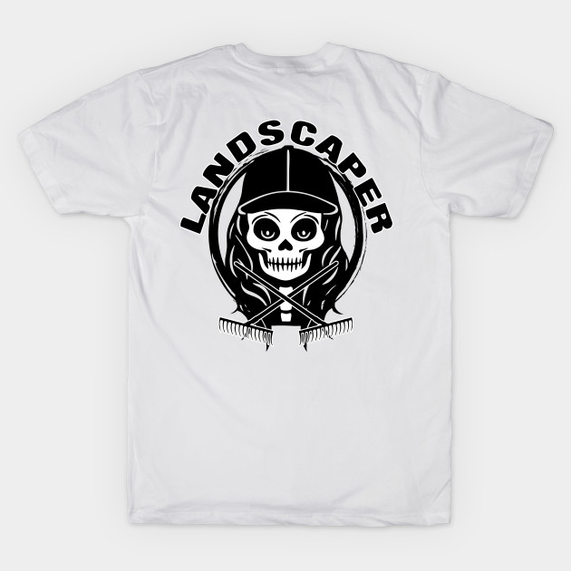 Landscaper Skull and Rakes Black Logo by Nuletto